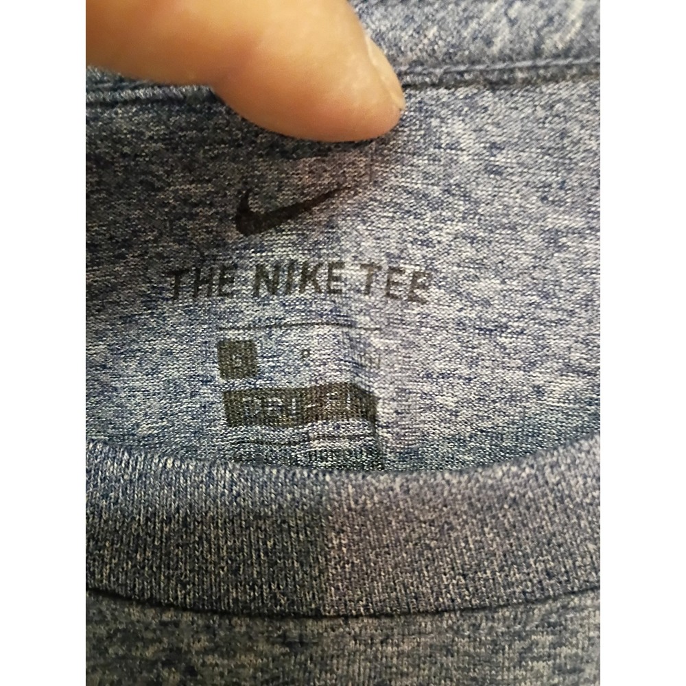 Nike Dri-FIT Heathered Grey Short Sleeve Training T-Shirt Mens Small Swoosh Logo - Picture 2 of 3